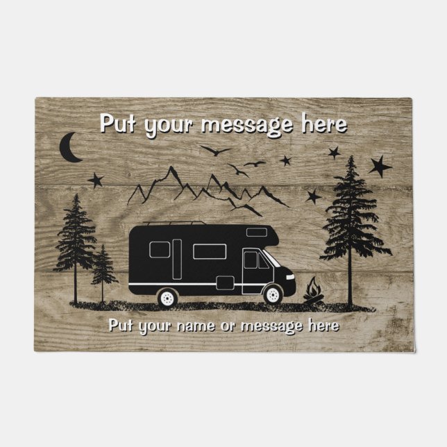 Class C RV Rustic Personalized design Doormat (Front)