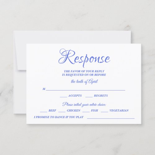 Class Calligraphy Blue Wedding RSVP Monogram