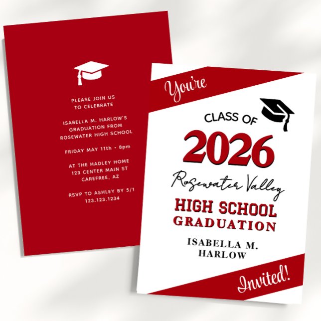 Class Colors Red YY Graduation Invitation (Creator Uploaded)