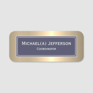 Class Elegance Sapphire Blue Gold Name Tag