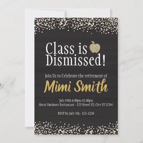 Class is Dismissed Teacher Retirement Invitation