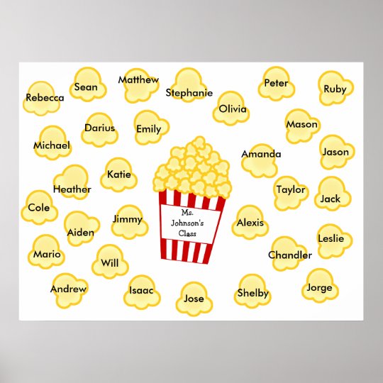 class-names-popcorn-teacher-poster-fits-30-names-zazzle