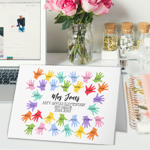 class names teacher handprint thank you word art card