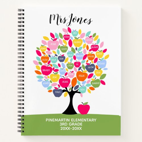 class names teacher rainbow thank you apple tree notebook