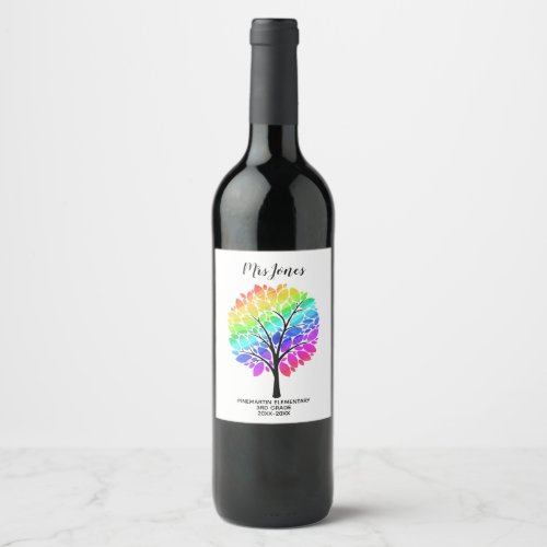class names teacher rainbow thank you apple tree wine label