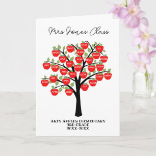 class names teacher thank you apple tree card