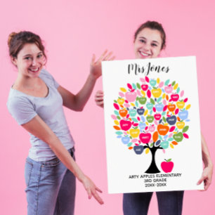 class names teacher thank you apple word art giant card