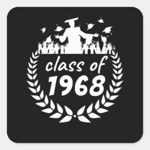 class of 1968 graduation or reunion design by year square sticker