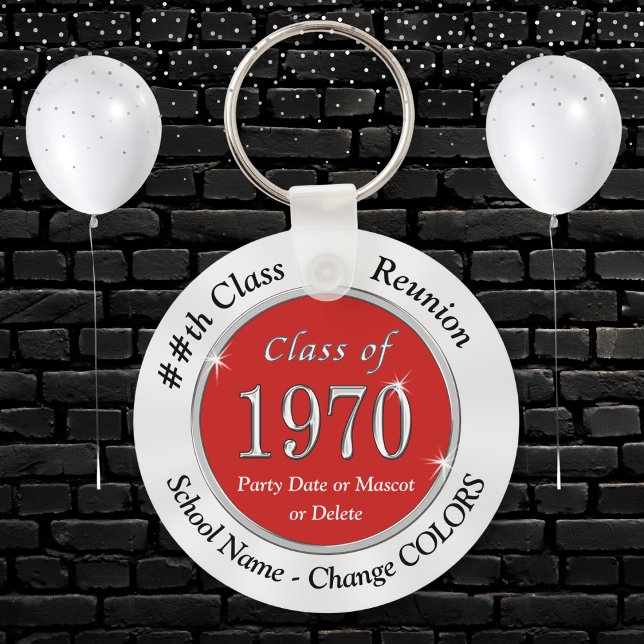 Class of 1970, 55 Year Class Reunion Souvenirs, Keychain (Class of 1970 Reunion. 1970 class reunion party favors / souvenirs. Red, White and Black,Class of 70)