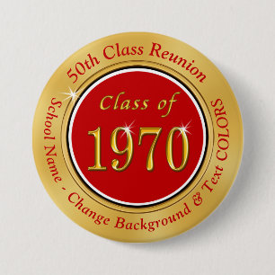Class of 1970 Cheap 50th Class Reunion Gifts Button