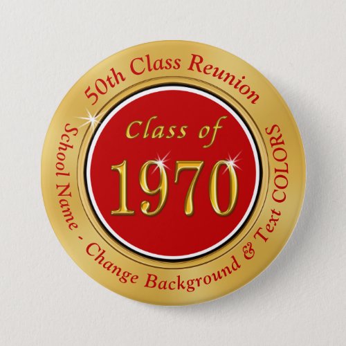 Class of 1970 Cheap 50th Class Reunion Gifts Button