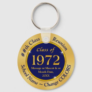 Class of 1972 Favors, Keychains Navy Blue and Gold