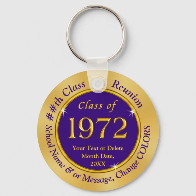 Class of 1972 Gifts, Purple and Gold Keychains (Front)