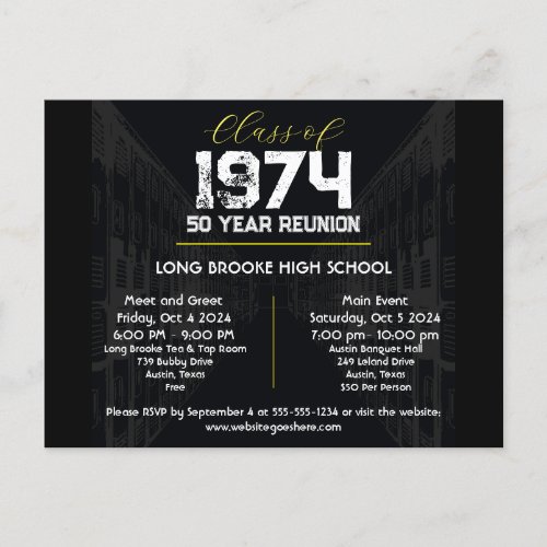 Class of 1974 50 Year High School Reunion 2 Events Postcard