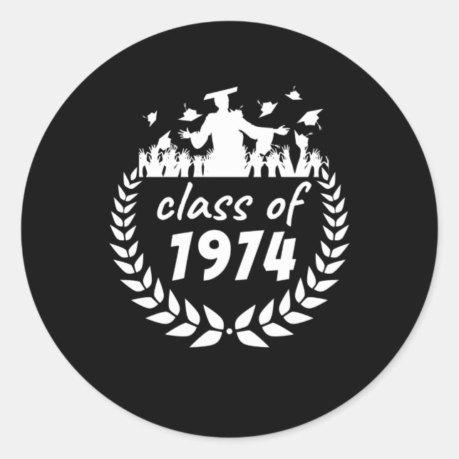 class of 1974 graduation or reunion design by year classic round sticker (Front)