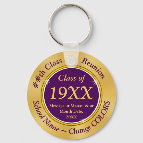 Class of 1974 Purple and Gold Keychain Any COLOR