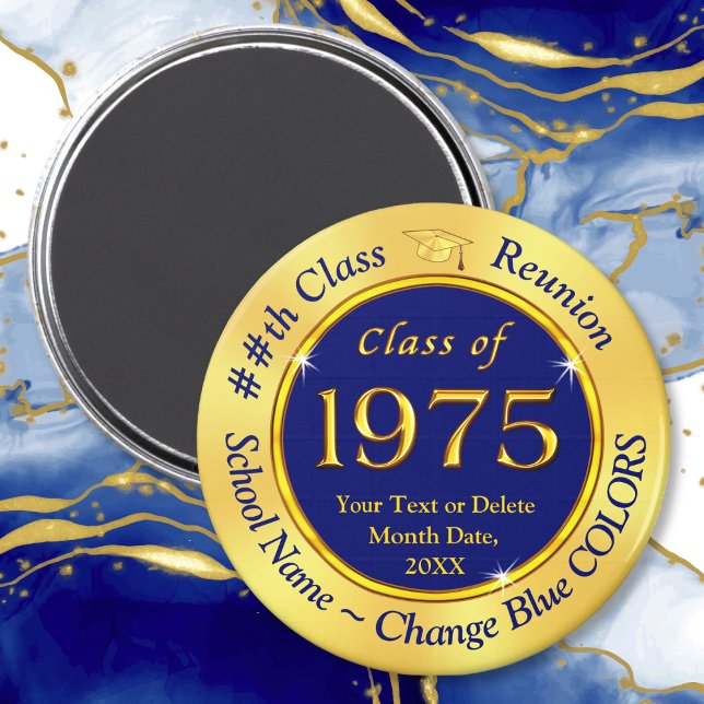 Class of 1975, Customizable Class Reunion Magnets (Cheap, Class of 1975 reunion, class reunion party favors. 50th class reunion souvenirs. Class of 75.)