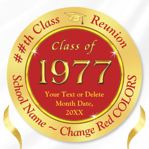 Class of 1977 Favor Stickers, Decorations or... Classic Round Sticker