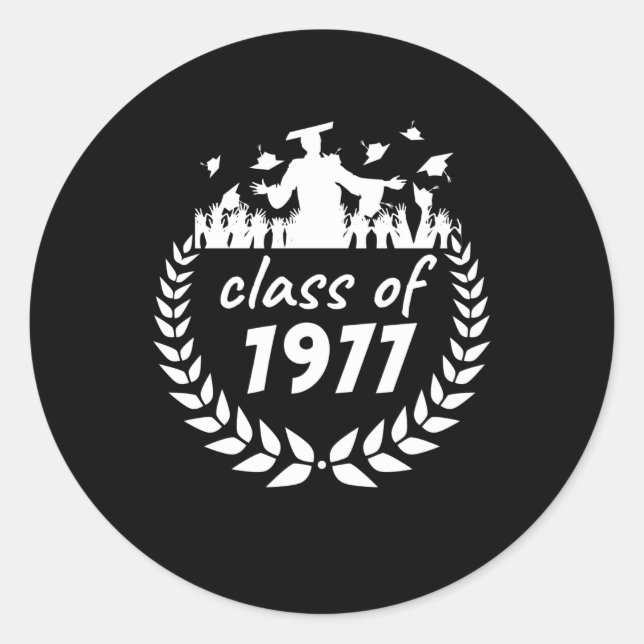 class of 1977 graduation or reunion design by year classic round sticker (Front)