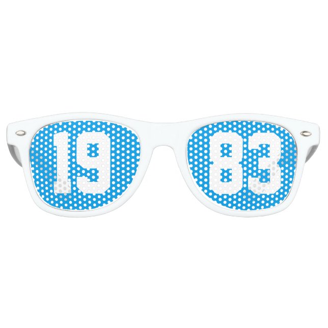 Class of 1983 40th High School Reunion Blue White Retro Sunglasses (Front)