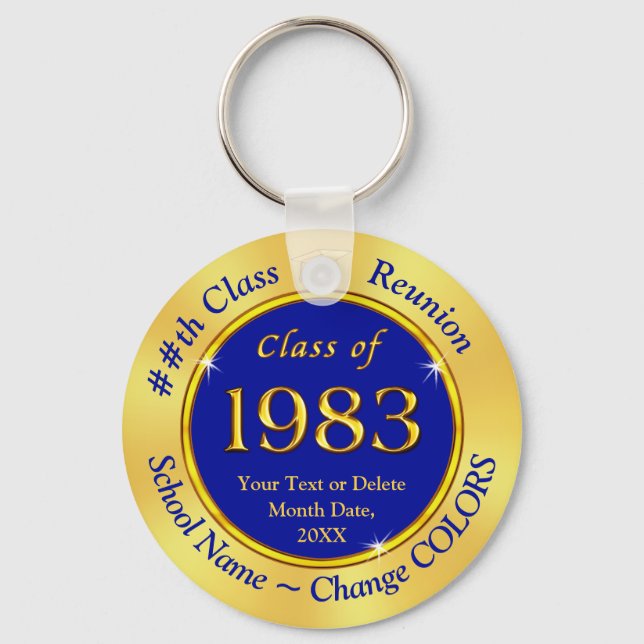 Class of 1983, Blue and Gold Party Favors,  Keychain (Front)