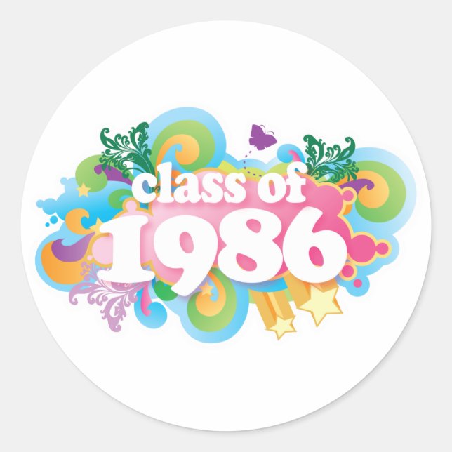 Class of 1986 classic round sticker (Front)