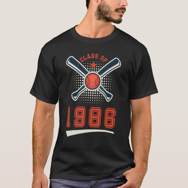 Class of 1986 School Graduation Baseball Player Sp T-Shirt (Front)