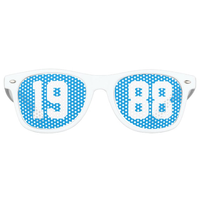 Class of 1988 35th High School Reunion Blue White Retro Sunglasses (Front)