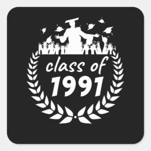class of 1991 graduation or reunion design by square sticker