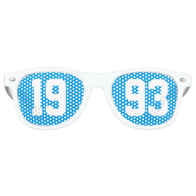 Class of 1993 30th High School Reunion Blue White Retro Sunglasses (Front)
