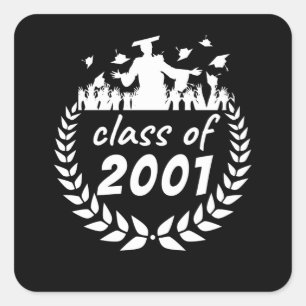 class of 2001 graduation or reunion design by square sticker