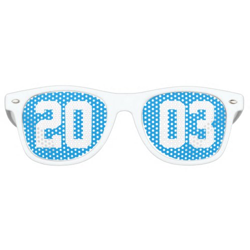 Class of 2003 20th High School Reunion Blue White Retro Sunglasses