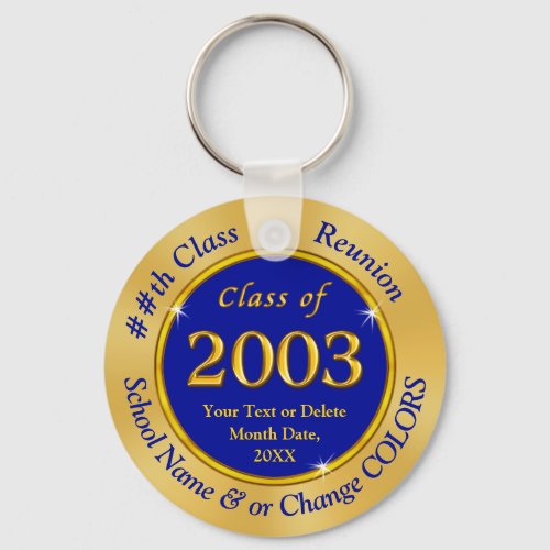 Class of 2003 ideas Blue and Gold Favors Reunion Keychain
