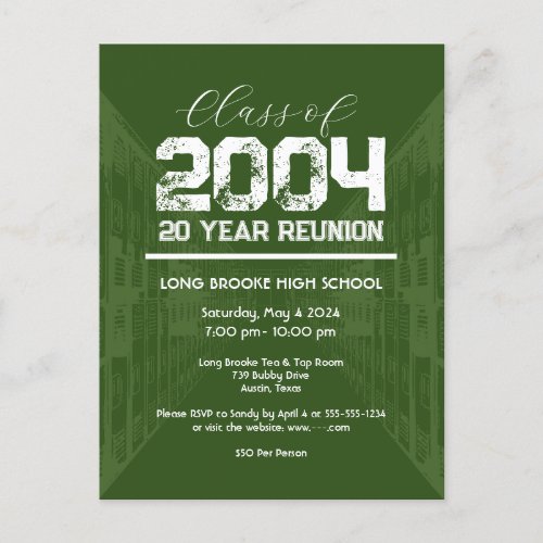 Class of 2004 20 Year High School Reunion 1 Event Postcard