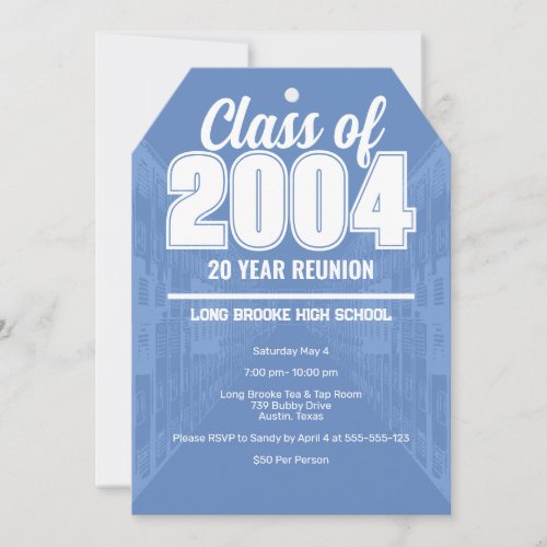 Class of 2004 20 Year High School Reunion Lockers Invitation