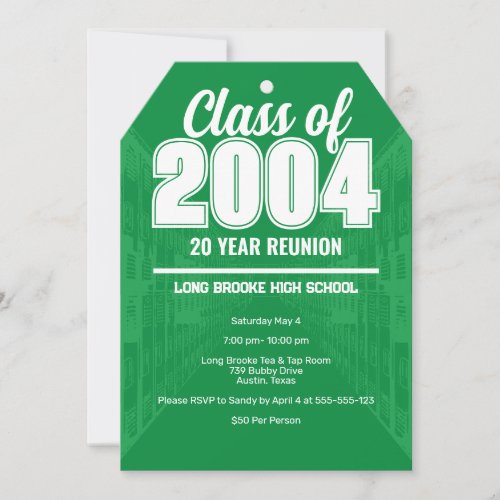 Class of 2004 20 Year High School Reunion Lockers Invitation