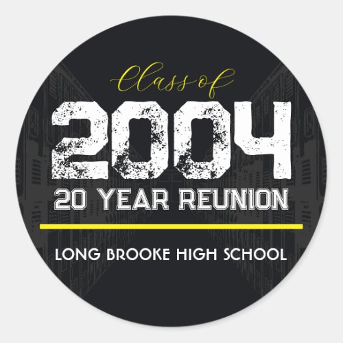 Class of 2004 Year High School Reunion Black  Classic Round Sticker