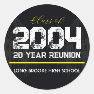 Class of 2004 Year High School Reunion Black Classic Round Sticker