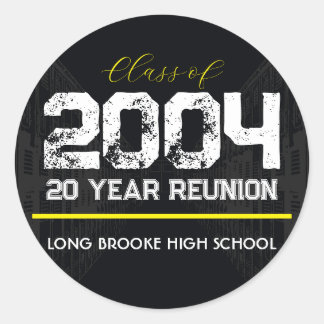 Class of 2004 Year High School Reunion Black  Classic Round Sticker
