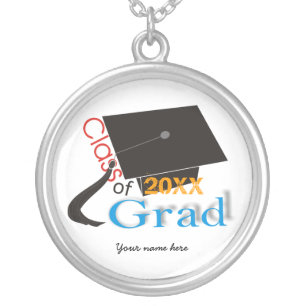 Class of 2011 Grad Graduation cap silver necklace