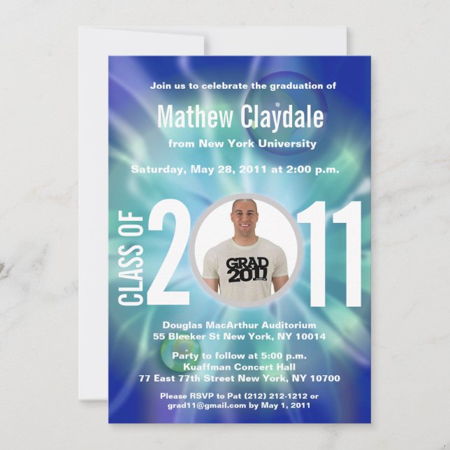 Class of 2011 Graduation Invitation Blue Star 2 (Front)