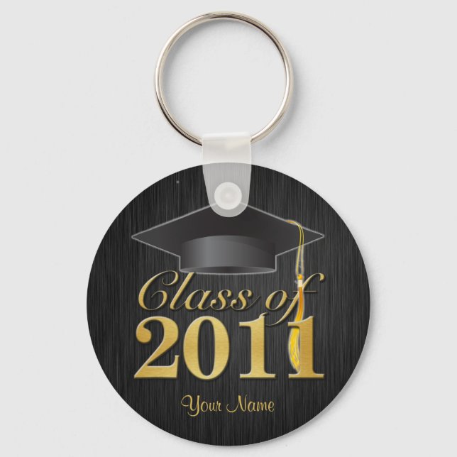 Class of 2011 Graduation Key-Chain (blk & gold) V2 Keychain (Front)