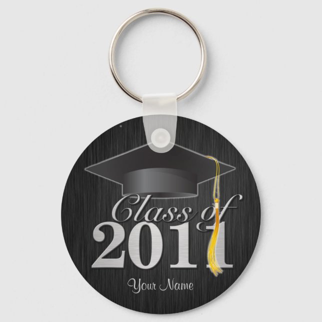 Class of 2011 Graduation Key-Chain (blk &silver) Keychain (Front)