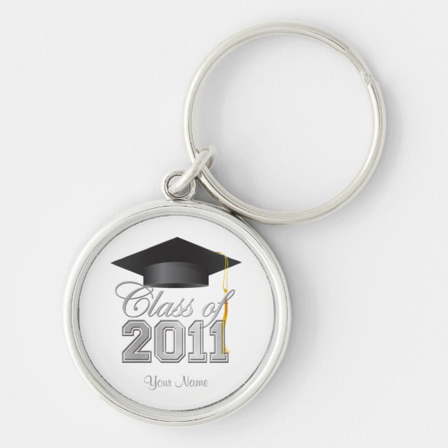 Class of 2011 Graduation Key-Chain -White & silver Keychain (Front)