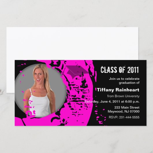 Class of 2011 Graduation Photo Card Neon Pink (Front/Back)