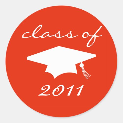 Class Of 2011 Label Red Graduation Cap