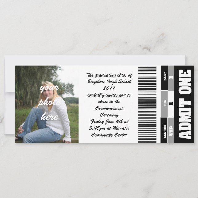 class of 2011 photo ticket invitation (Front)