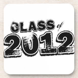 Class of 2012, Black Grungy Look, Beverage Coaster