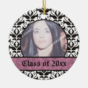Class of 2012 Grad Graduation damask photo Ceramic Ornament