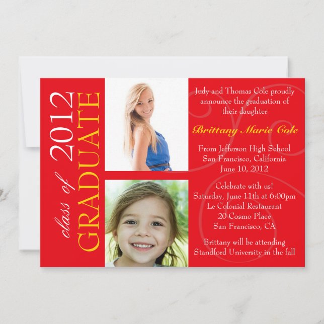 Class of 2012 Graduate Announcement (Front)